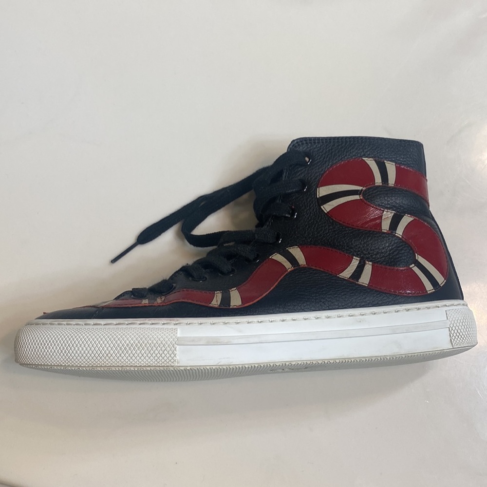 Gucci Leather Snake Embroidered High Top Sneaker - Picture 3 of 7